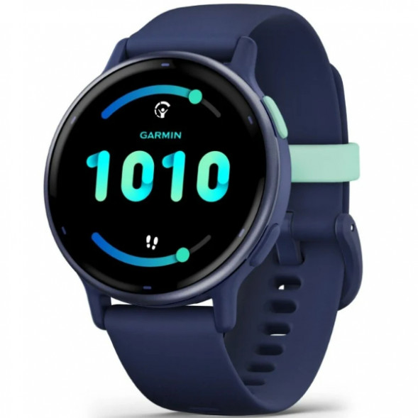Умные часы Garmin Vivoactive 5, синие с металлически-синим безелем и силиконовым ремешком 010-02862-12 в Махачкале