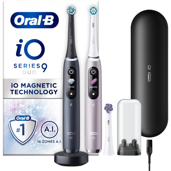 Набор из 2-х электрических зубных щеток Oral-B iO Series 9 Duo, Black Onyx и Rose Quartz в Махачкале