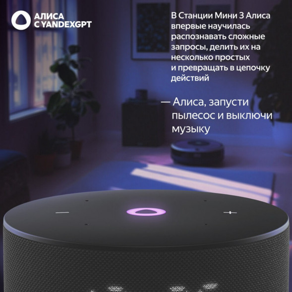 Умная колонка Яндекс Станция Мини 3 c Алисой на YandexGPT, чёрная в Махачкале