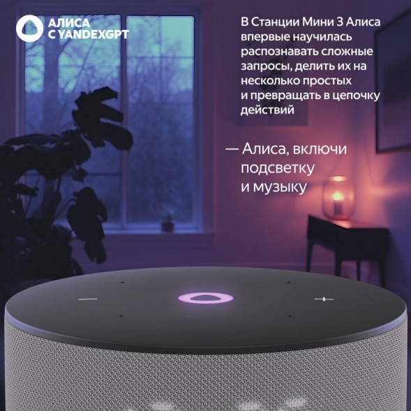 Умная колонка Яндекс Станция Мини 3 c Алисой на YandexGPT, серая в Махачкале