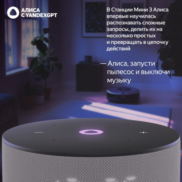 Умная колонка Яндекс Станция Мини 3 c Алисой на YandexGPT, серая в Махачкале