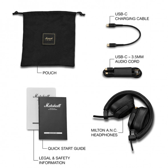 Беспроводные наушники Marshall Milton ANC, Black в Махачкале