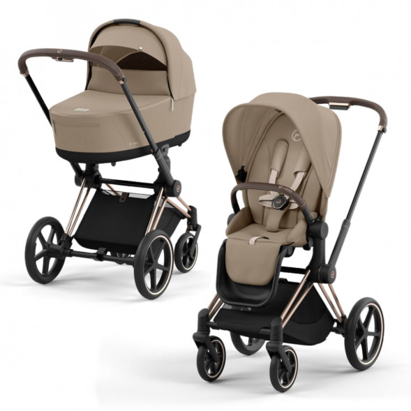 Коляска 2 в 1 Cybex Priam IV Cozy Beige, шасси Rosegold в Махачкале