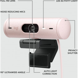 Веб-камера Logitech Brio 500, розовый