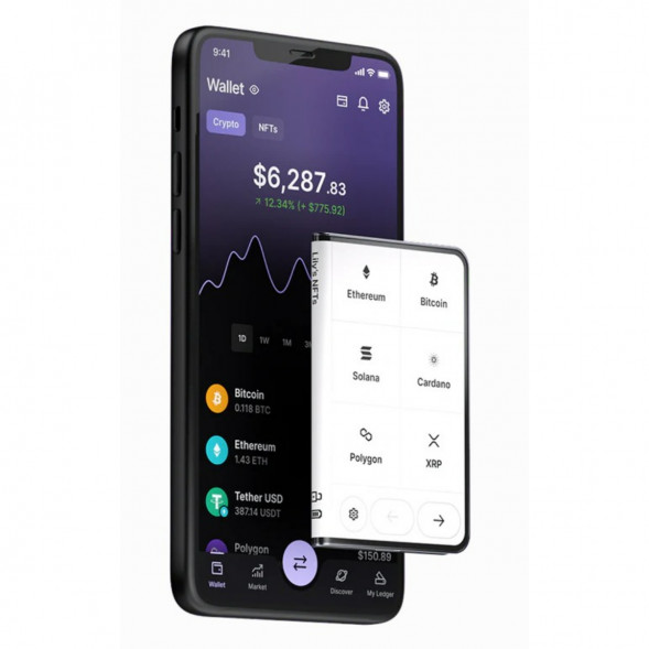 Аппаратный холодный криптокошелек Ledger Stax c чехлом Magnet Shell Black + Recovery Key в Махачкале