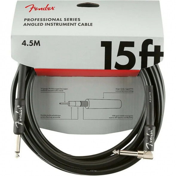 Инструментальный кабель Fender Professional Series 15 ft, 4.5 м, jack 6.3, черный в Махачкале