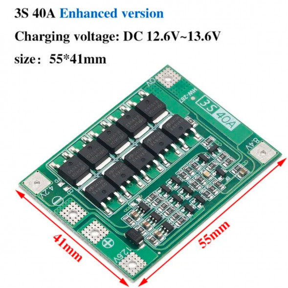 Плата защиты аккумулятора BMS 3S 40A 12.6 для Li-ion в Махачкале