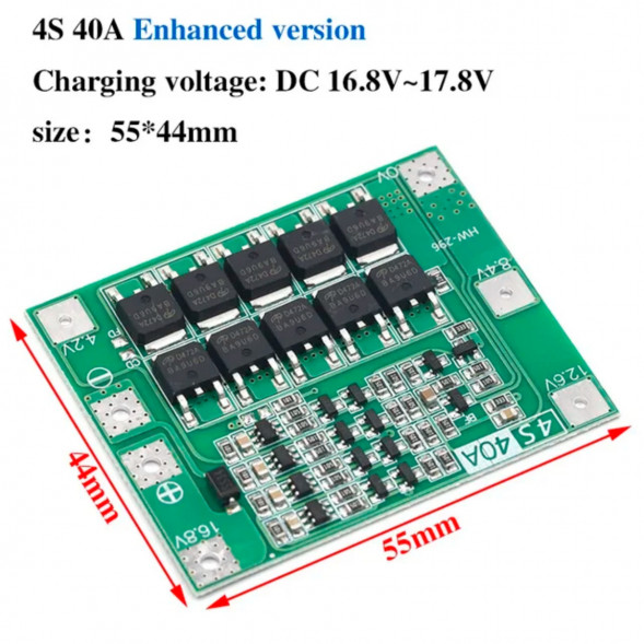 Плата защиты аккумулятора BMS 4S 40A 16.8 для Li-ion в Махачкале