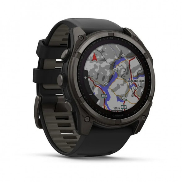 Умные часы Garmin Fenix 8, 51 мм, Solar, Sapphire Carbon Gray DLC Titanium with Black/Pebble Gray Silicone 010-02907-10 в Махачкале