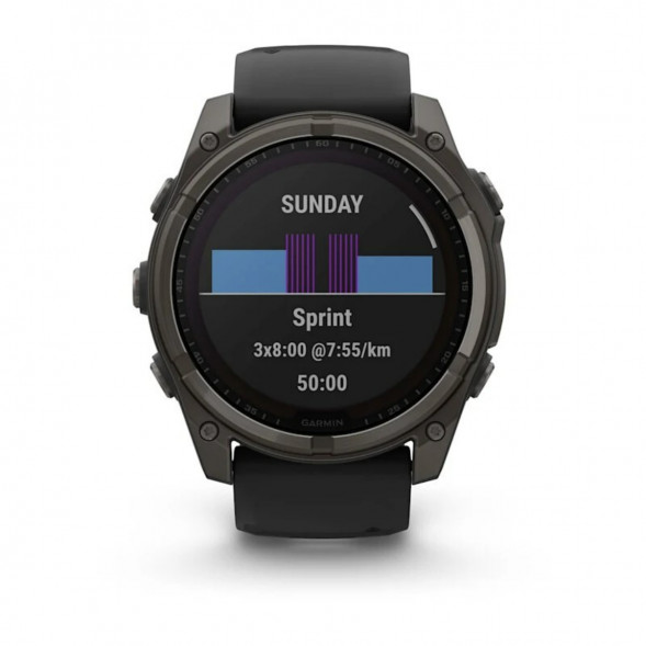 Умные часы Garmin Fenix 8, 51 мм, Solar, Sapphire Carbon Gray DLC Titanium with Black/Pebble Gray Silicone 010-02907-10 в Махачкале