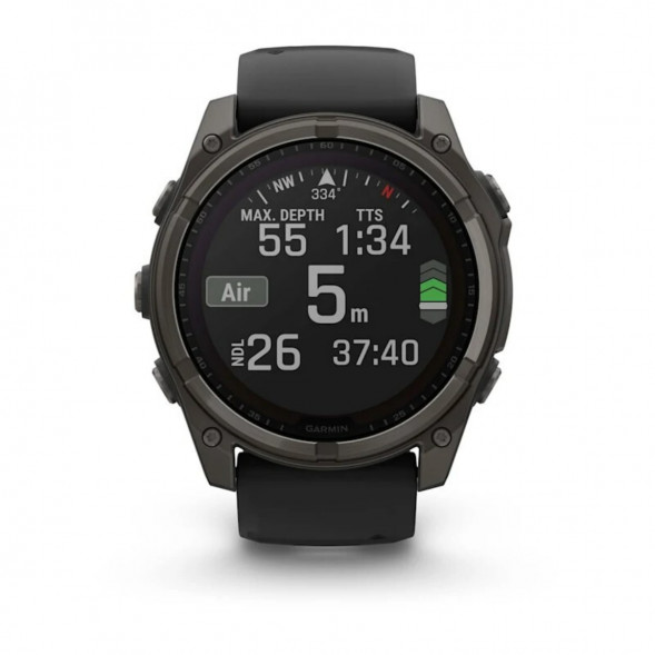 Умные часы Garmin Fenix 8, 51 мм, Solar, Sapphire Carbon Gray DLC Titanium with Black/Pebble Gray Silicone 010-02907-10 в Махачкале