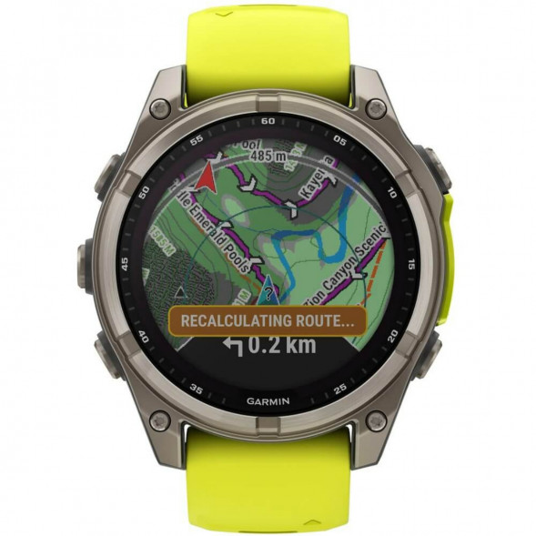 Умные часы Garmin Fenix 8, 51 мм, Solar, Sapphire Titanium with AMP Yellow/Graphite Silicone Band 010-02907-20 в Махачкале