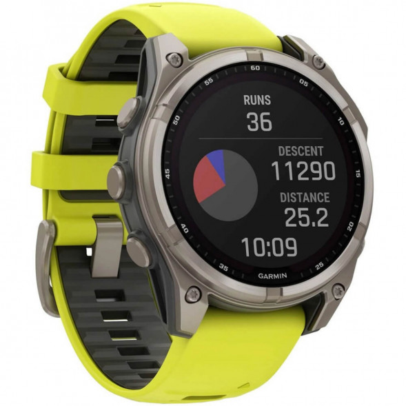 Умные часы Garmin Fenix 8, 51 мм, Solar, Sapphire Titanium with AMP Yellow/Graphite Silicone Band 010-02907-20 в Махачкале