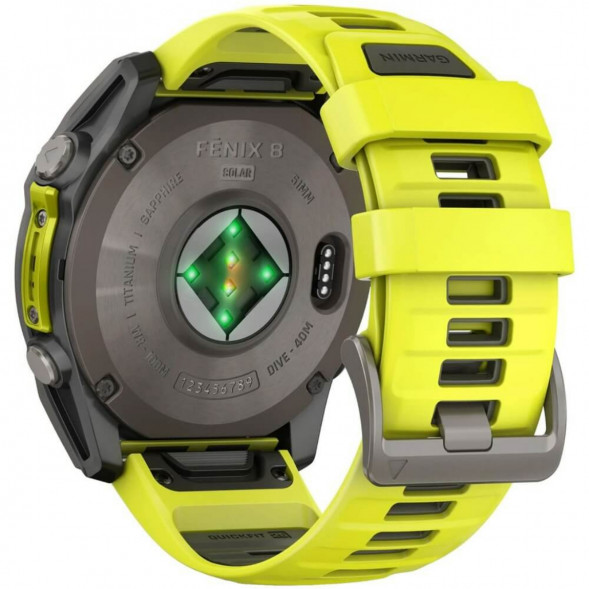 Умные часы Garmin Fenix 8, 51 мм, Solar, Sapphire Titanium with AMP Yellow/Graphite Silicone Band 010-02907-20 в Махачкале