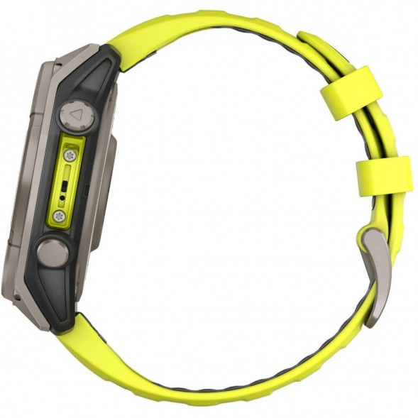 Умные часы Garmin Fenix 8, 51 мм, Solar, Sapphire Titanium with AMP Yellow/Graphite Silicone Band 010-02907-20 в Махачкале