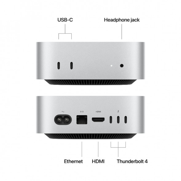 Компьютер Apple Mac mini M4 2024 (MU9E3) (10 Core GPU, 16ГБ, 512ГБ SSD, Apple, macOS), серебристый в Махачкале