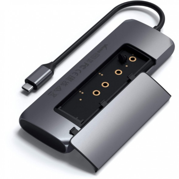 Док-станция Satechi USB-C Hybrid Multiport Adapter (with SSD Enclosure M.2 SATA, 2xUSB 3.1, USB Type-C, HDMI), Серый ST-UCHSEM в Махачкале
