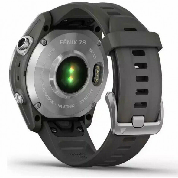 Умные часы Garmin Fenix 7s серебристый с графитовым силиконовым ремешком 010-02539-01 в Махачкале