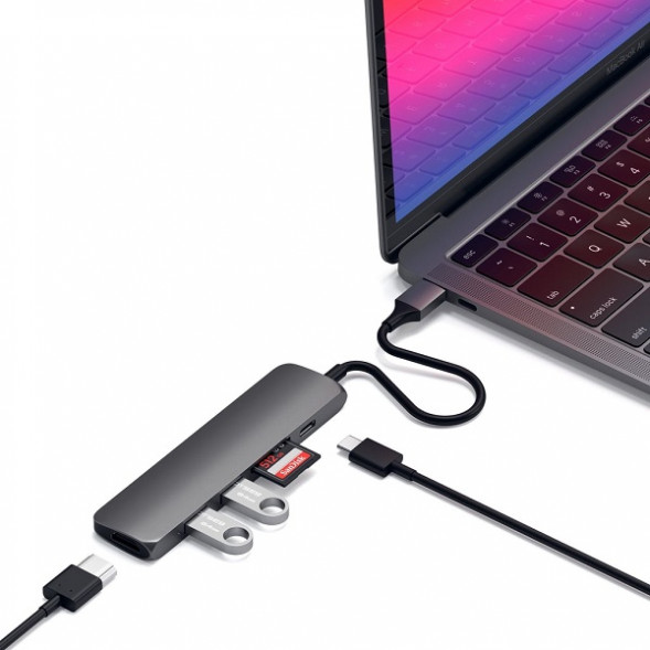 USB-C адаптер Satechi Type-C Slim Multiport Adapter V2 (ST-SCMA2M) в Махачкале