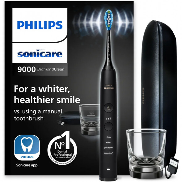 Электрическая зубная щетка Philips Sonicare Diamond Clean 9000 с USB-футляром и зарядным стеклом HX9911/09 в Махачкале
