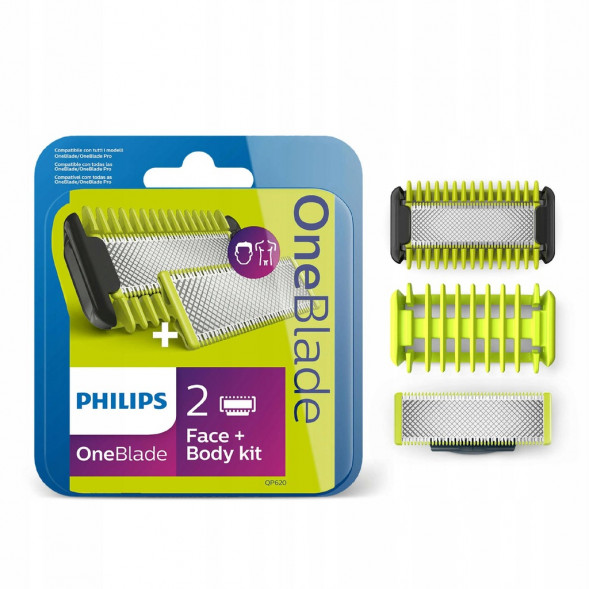 Сменные лезвия Philips OneBlade 2 шт. + 1 шт. Body kit QP620/50 в Махачкале